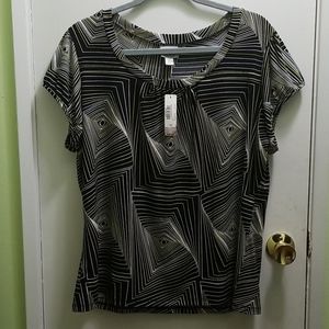 Worthington geometric black white and yellow top